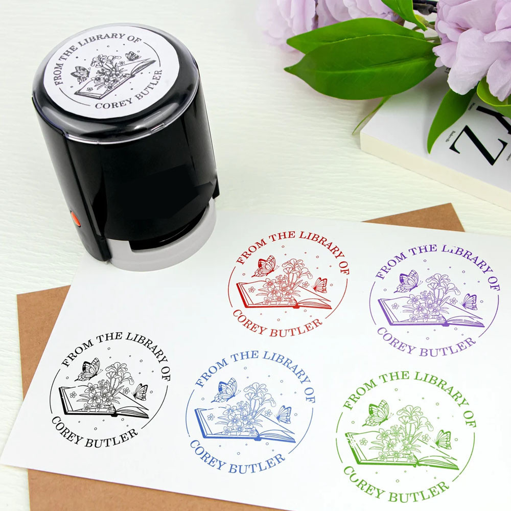 

Personalized Self Ink Stamps Custom Logo Stamp Self-inking Stamp Round 25/30/4050/mm,wedding stamp，library Rubber stamp