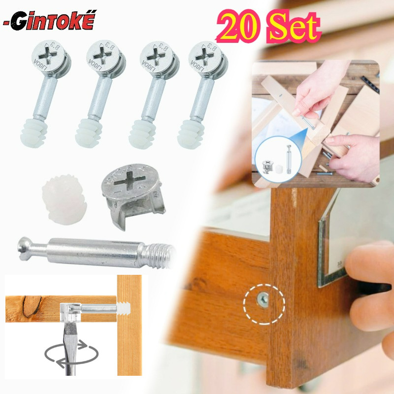 20set Baut Knock Down Minifix 3 In 1 Furniture Knock Down Skrup Baut Minifix Baut Knock Down Skrup