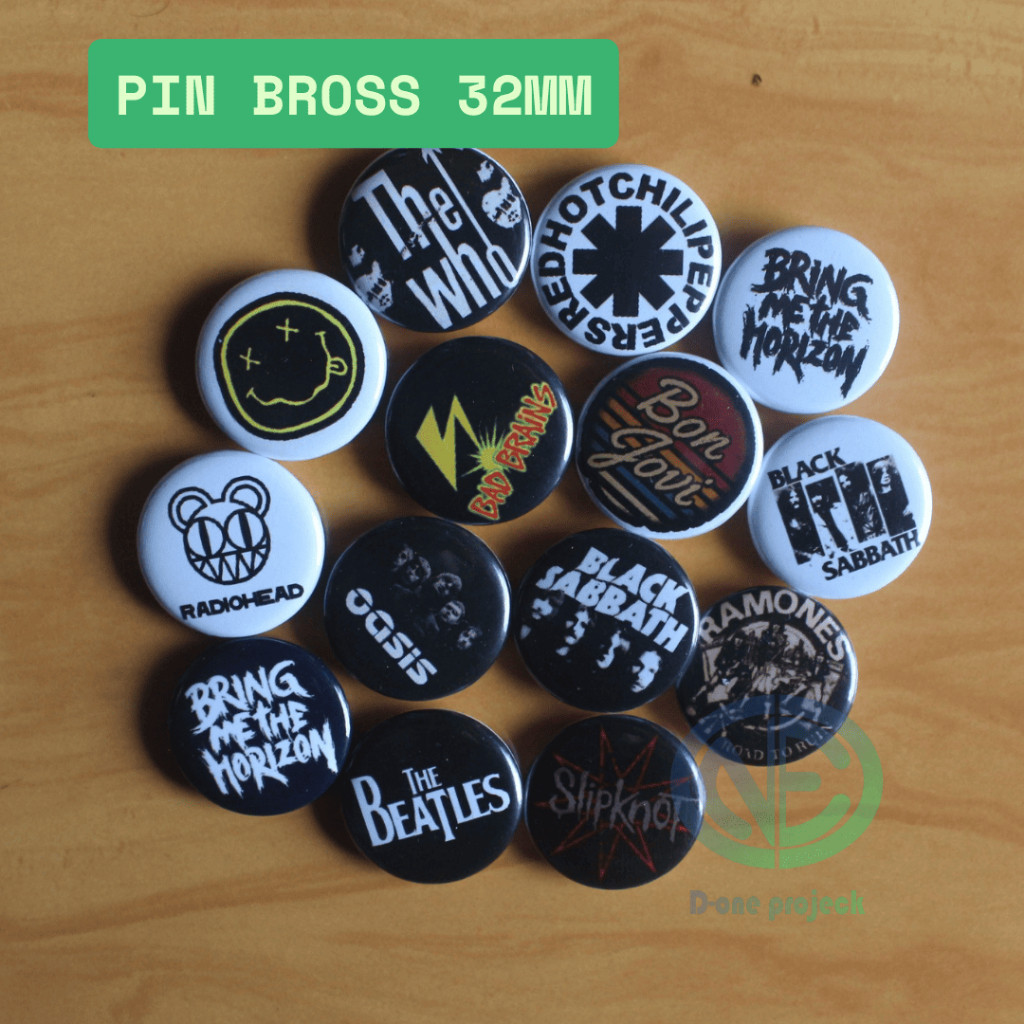 Pinstore.collection - PIN BROSS 32MM Logo Band Dunia – Cocok Untuk Jaket, Tas, Aksesoris Rock & Punk
