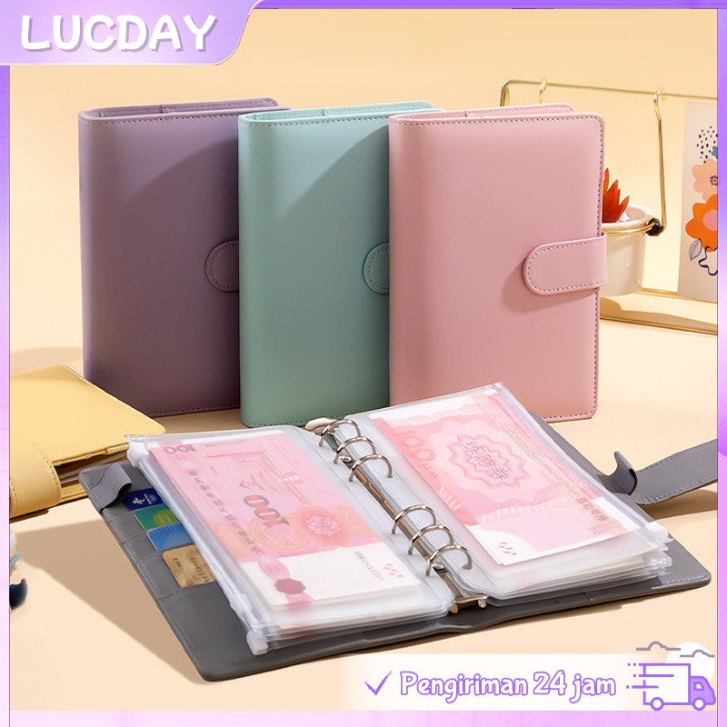 【Ready】Paket Binder Keuangan Lengkap A6 Sinking Fund Kulit PU Tempat Kartu Dompet Tahan Air Perencan