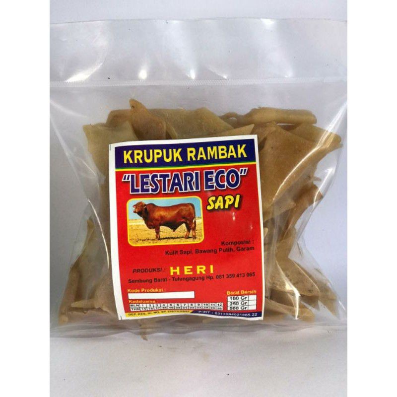 

Kerupuk rambak krecek Sapi Mentah 250 gram Khas Tulungagung