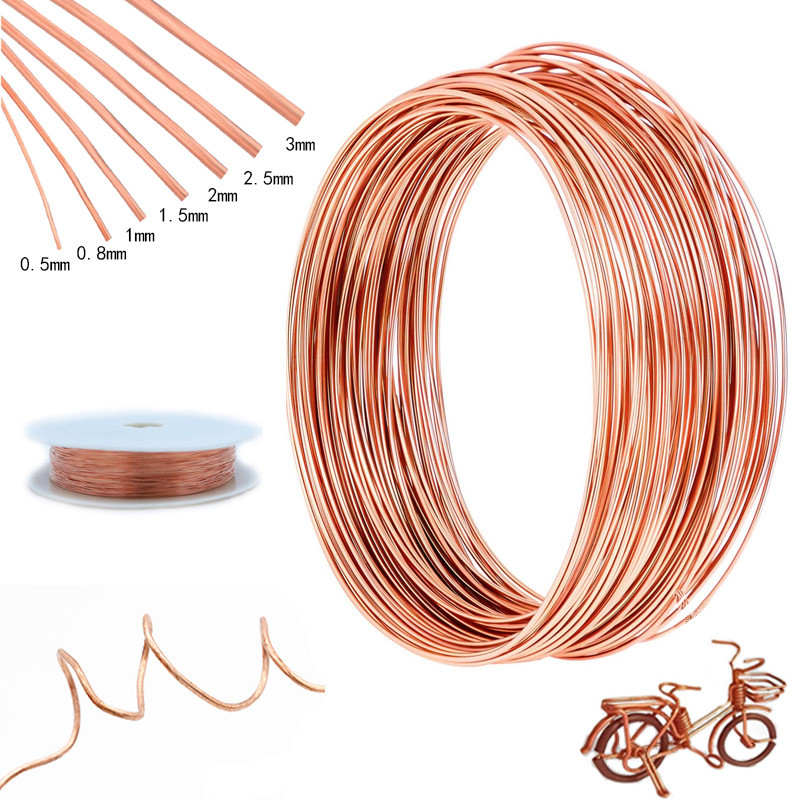 Bare Copper Wire, Pure Copper Wire, Conductive Copper Coil, Line Diameter 2mm, 3mm, 1-10m
