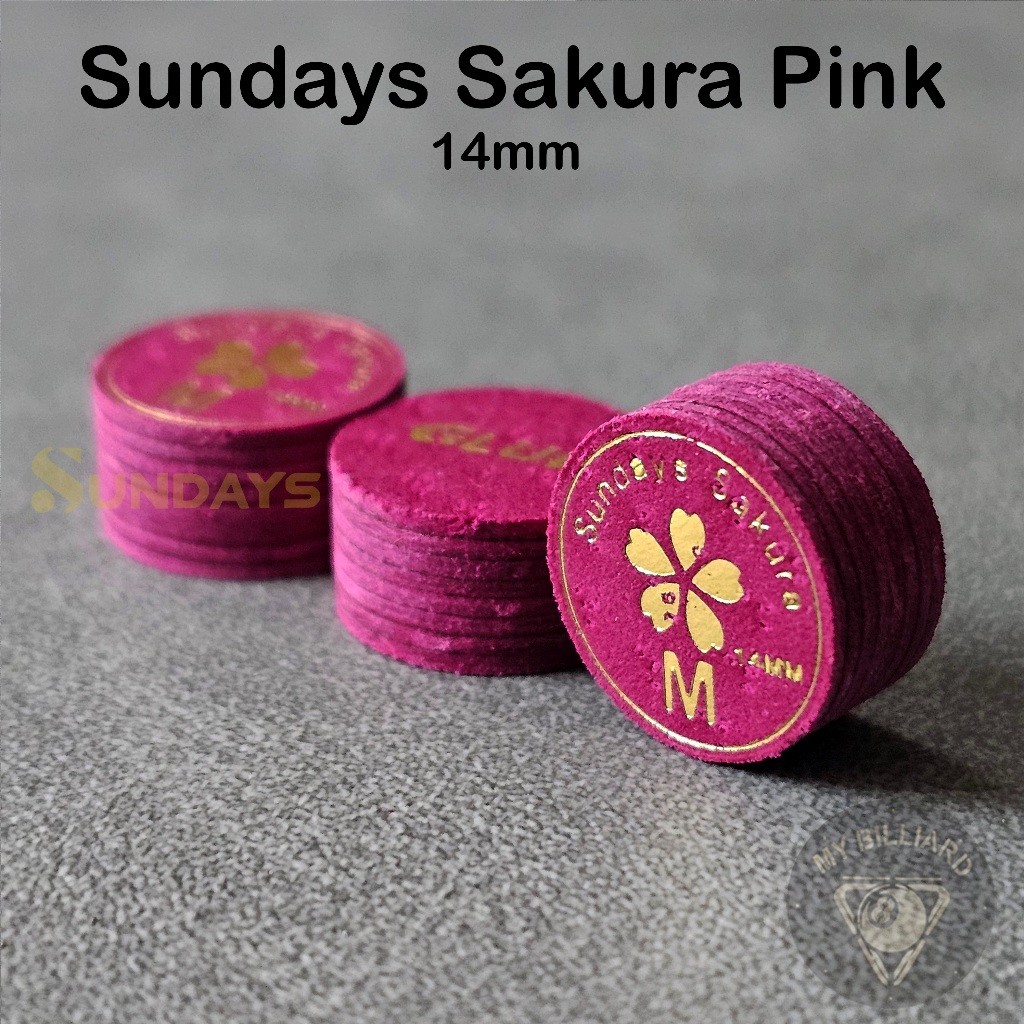 Cue Tip Sundays Sakura M Cue Tip 14mm Pink Billiard 8 Layers - Master Tip Stick Billiar Sunday