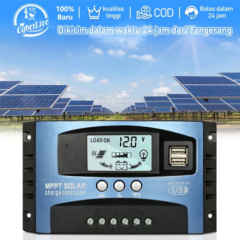 Solar Charger Controller MPPT 50A 12V 24V Panel Surya Solar Charger Controller LCD Display