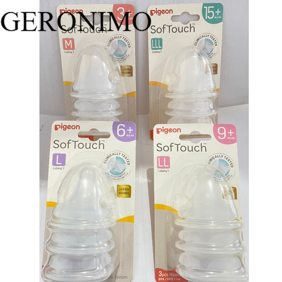 [ GERONIMO ] Pigeon Softouch Plus Nipple Isi 3 Pcs -  Silicone Dot Bayi Pigeon Isi 3