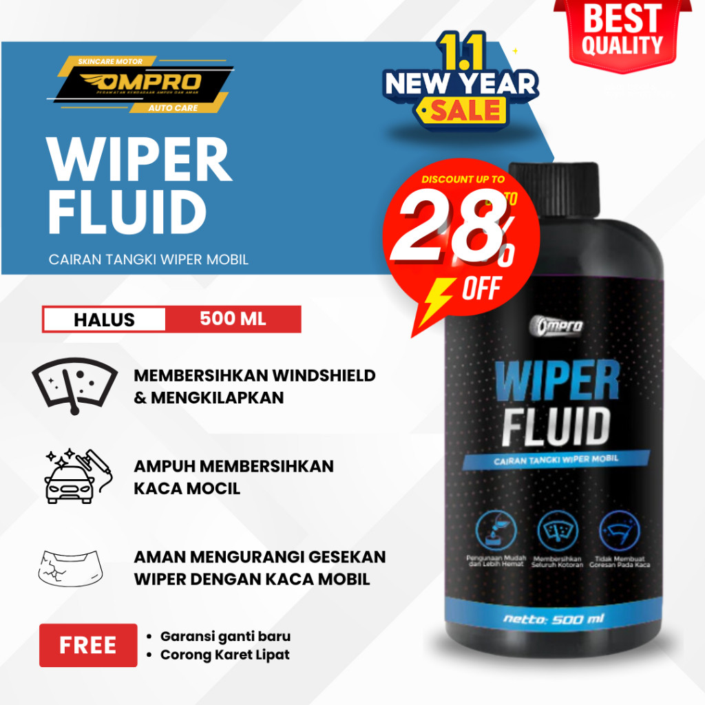Wiper Mobil Kaca Air Wiper Kaca Mobil Air Wiper Ompro Wiper Fluid 1Lt Wifer Kaca Mobil Cairan Wiper 
