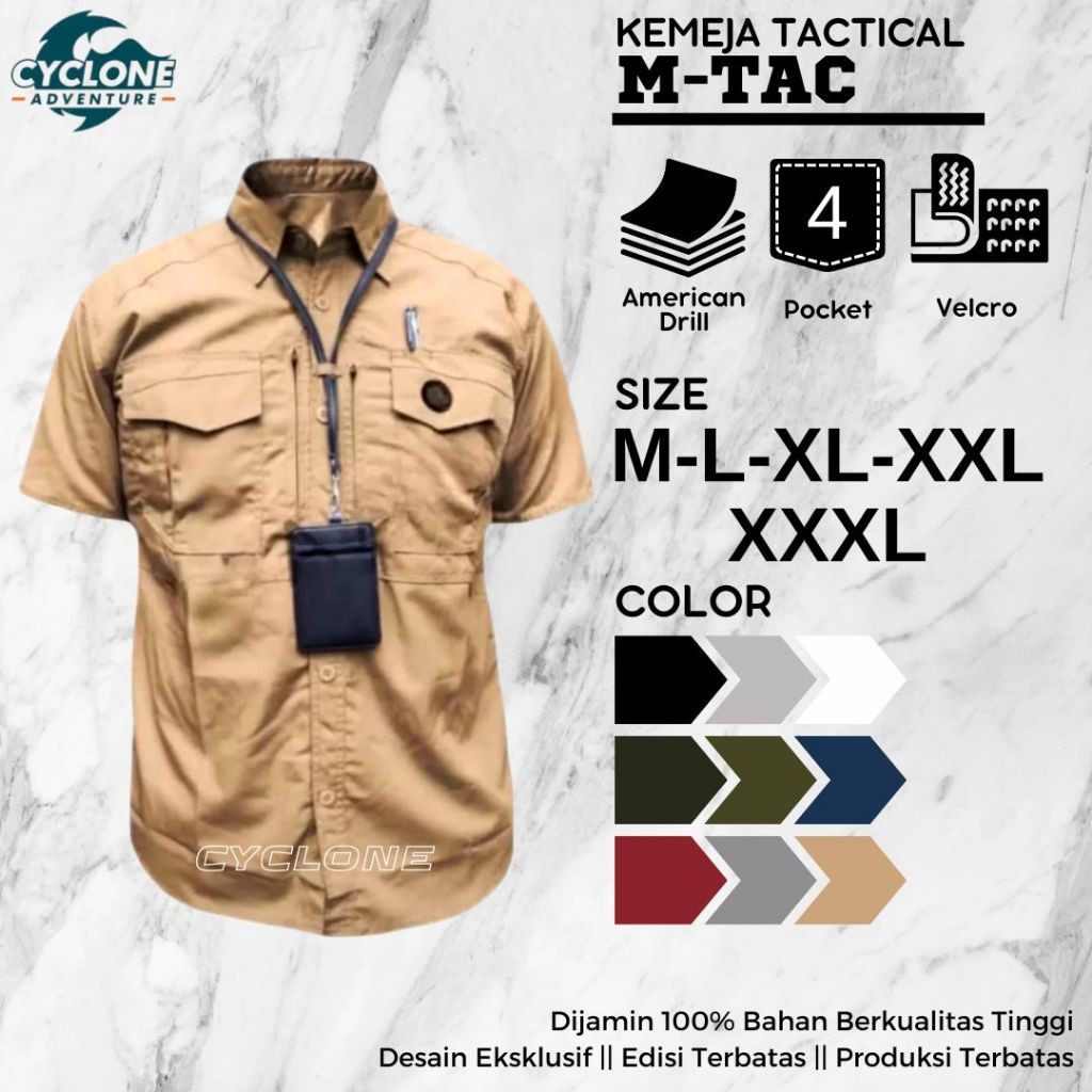 RIRUSHOP KEMEJA TACTICAL MTAC PENDEK BAJU KERJA PDH PDL LAPANGAN OUTDOOR BAHAN RIPSTOP