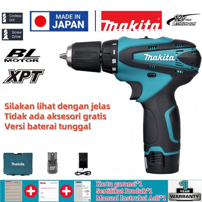 NEW PRODUK Makita DF330D 12V Bor Nirkabel Isi Ulang Cepat dari Jepang, daya tinggi 13mm baterai lith