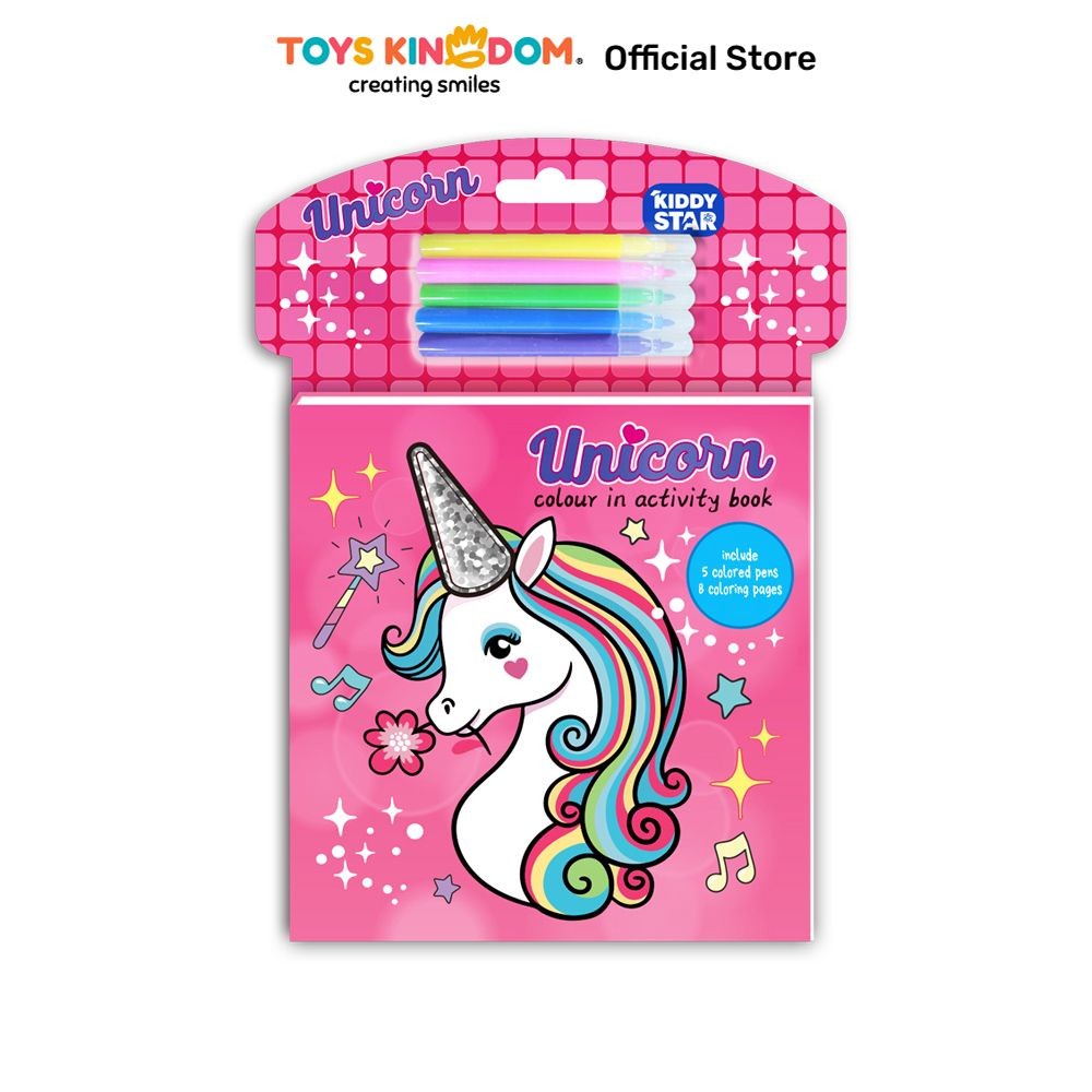 Toys Kingdom Kiddy Star Buku Mewarnai Unicorn - Pink Seni Gambar Buku Mewarnai Anak Kids Coloring Bo