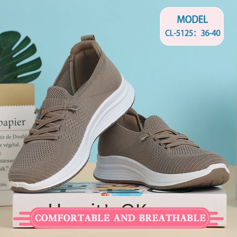 COLLIN Sepatu Slip On Rajut Sneakers Wanita Dewasa Tali Mati Trendy Sporty Comfy - CL5125 ALAS PUTIH