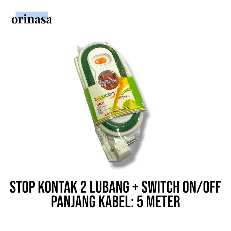 Stop Kontak Modern Dexicon 2 Lubang + Switch 5 Meter 5M