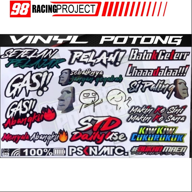Stiker Motor, Stiker Racing Pack, Stiker Print & Cut, Stiker Kata Kata Motor, Sticker Pack Motor, St