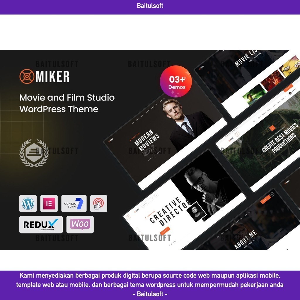 TEMA WEB  MIKER - MOVIE AND FILM STUDIO WORDPRESS THEME D5335 BAITULSOFT LISENSI ORIGINAL FULL VERSI