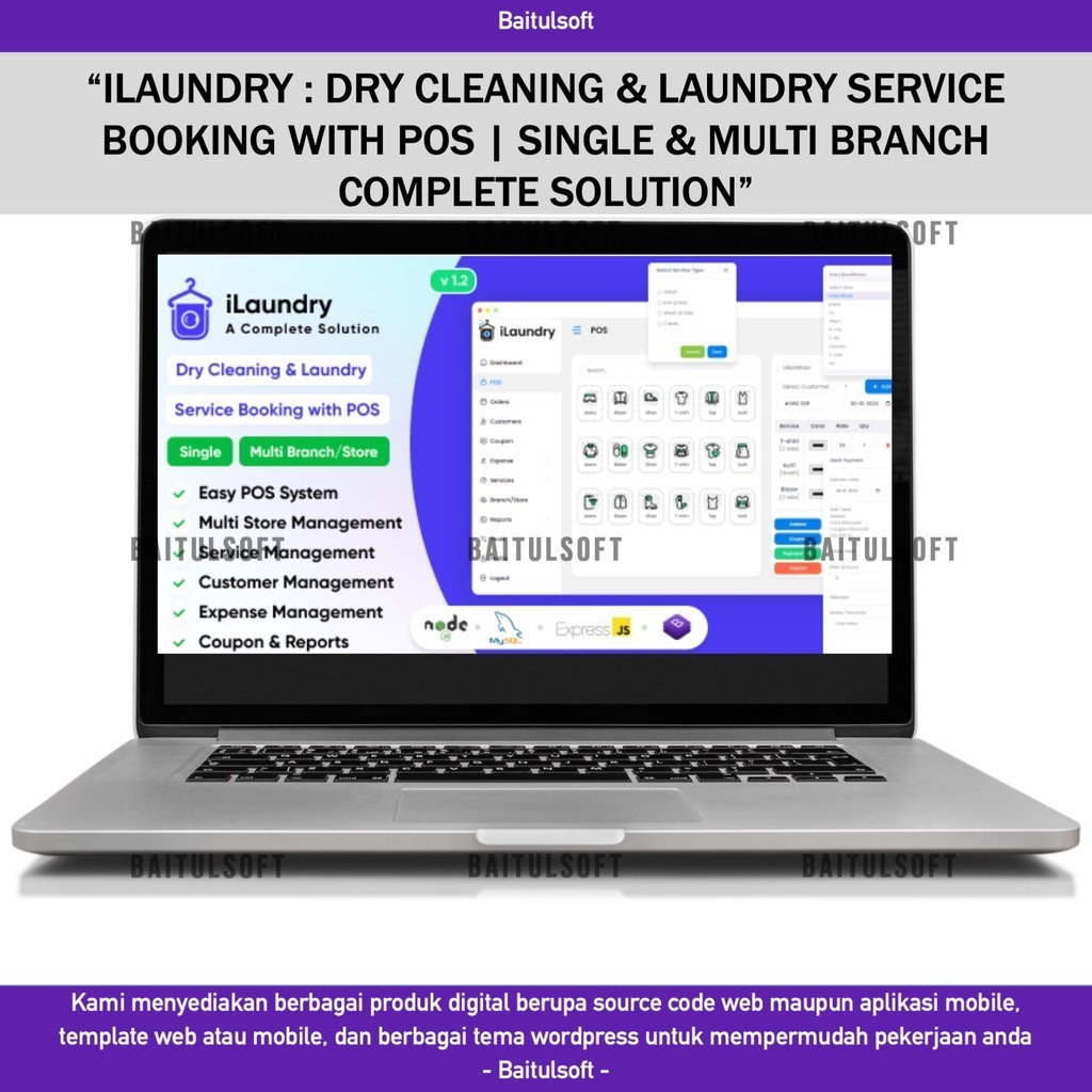 SOURCE CODE APLIKASI WEB ILAUNDRY : DRY CLEANING & LAUNDRY SERVICE BOOKING WITH POS | SINGLE & MULTI