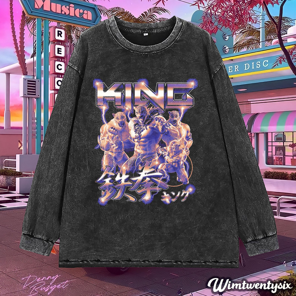 wimtwentysix "tekken king" oversize longsleeve | kaos oversize | washed | t-shirt oversized | vintag