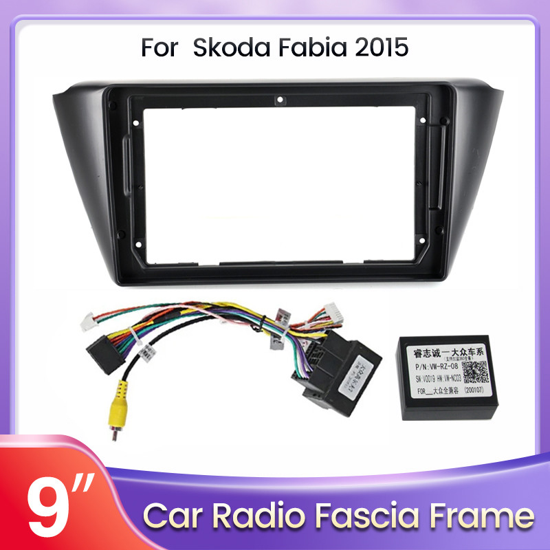 9in 2 N Car Rao Frame Fascia Power Cord Canbus Box for Skoda Fabia 3 III 2015 2016 2017 2018 2019 St