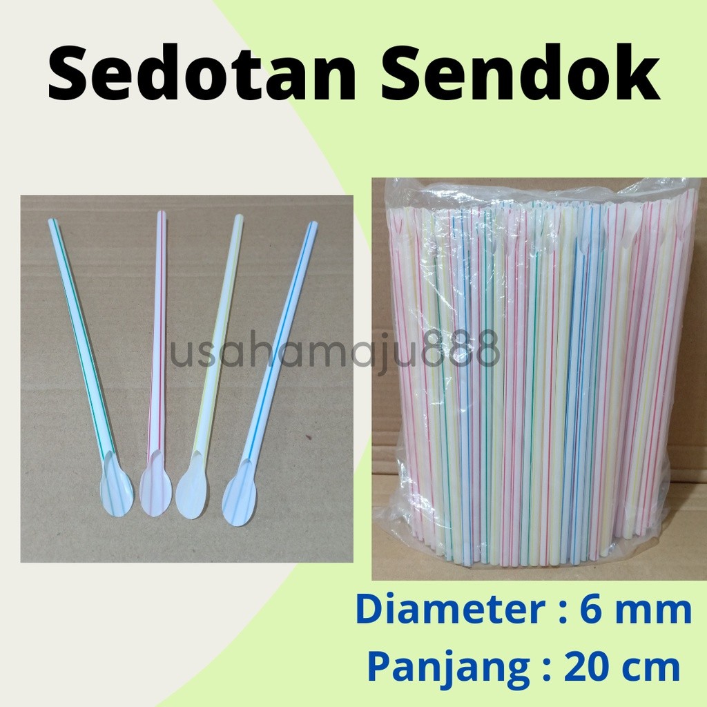 (200pcs) Sedotan Sendok Plastik / Sedotan Spoon / Straw Plastik
