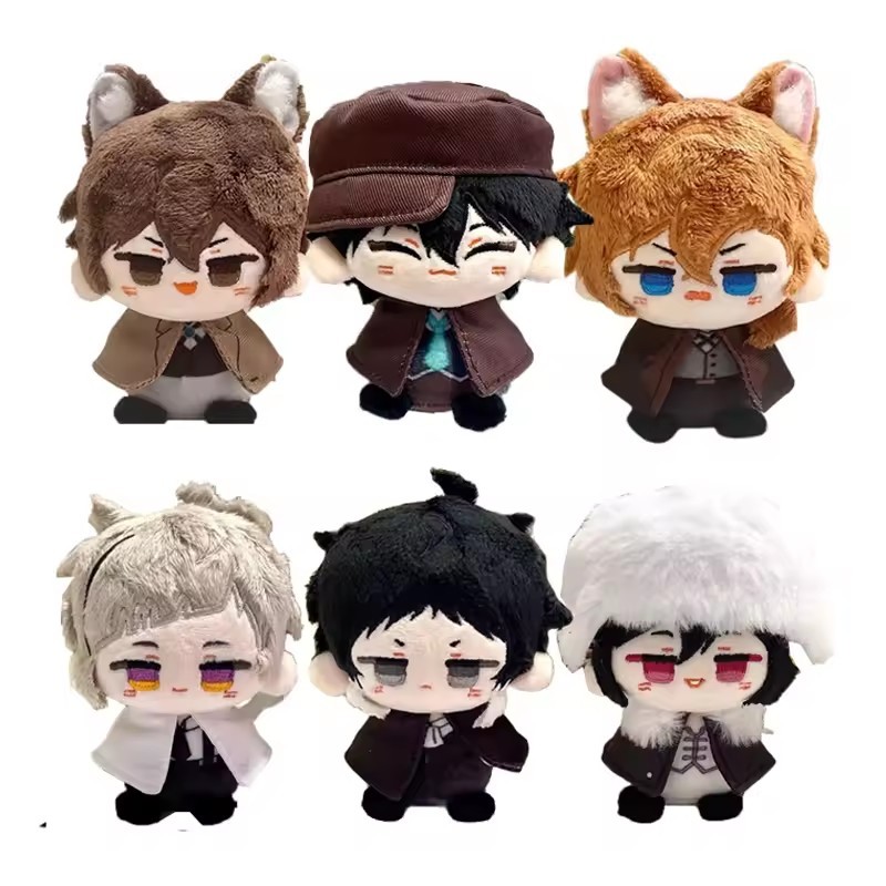 hot 10cm Dazai Osamu Plush Nakahara Chuuya Fyodor Dostoevsky Edogawa Rampo Doll Mini Pendant Keychai