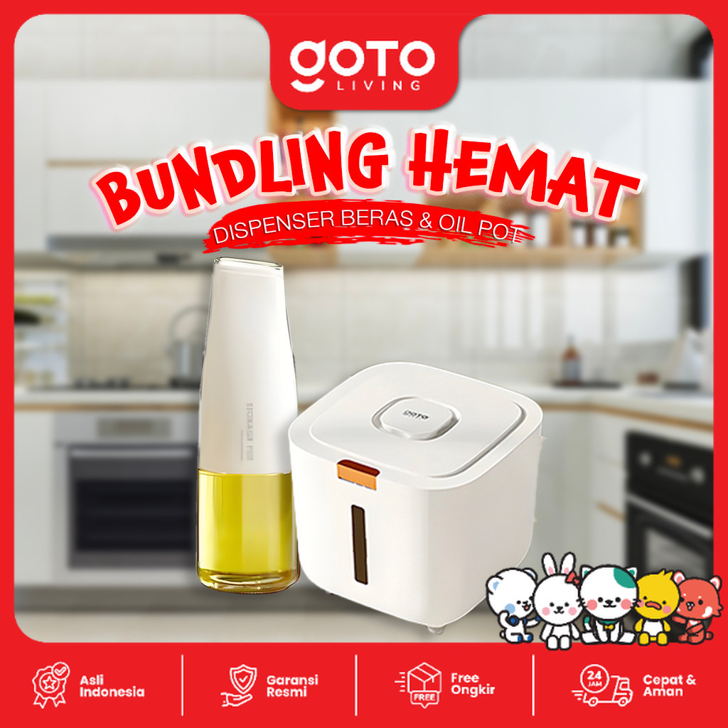 [Bundling Hemat] Goto Dispenser Tempat Penyimpanan Beras 5 Kg + Oil Pot Tempat Minyak Goreng 500ml A