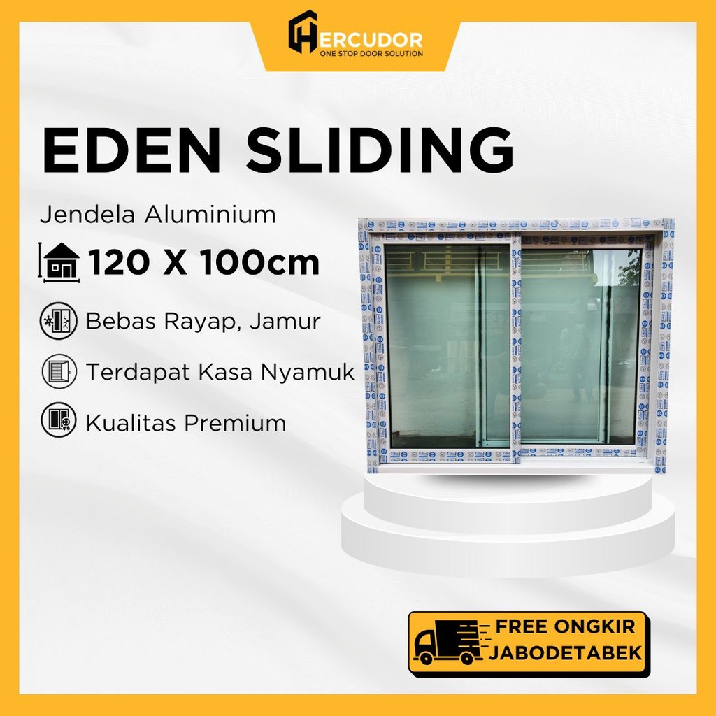 Jendela Sliding Aluminium EDEN 120x100cm + Kasa Nyamuk
