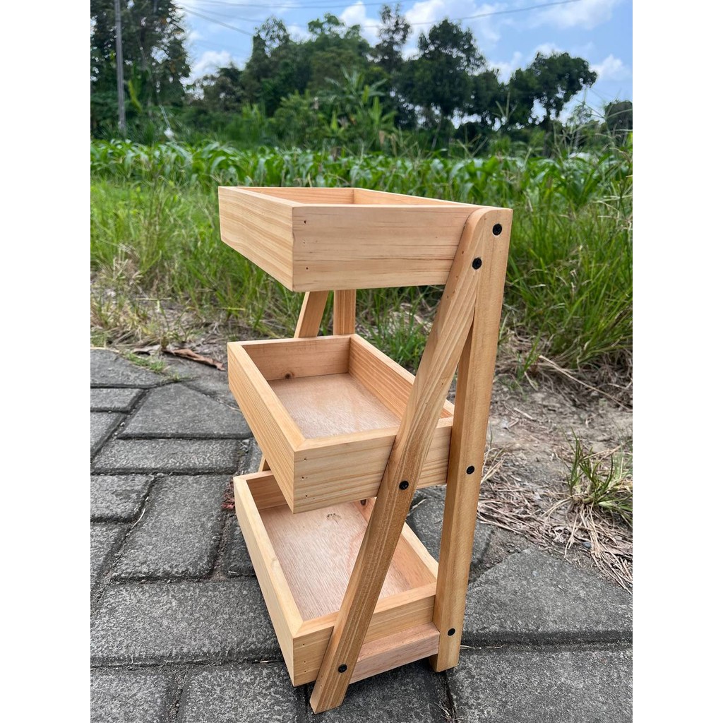 Rak Bawang Susun KAYU JATI Gratis Stiker Tempat Telur Bumbu Dapur Unik Aesthetic Kualitas Premium
