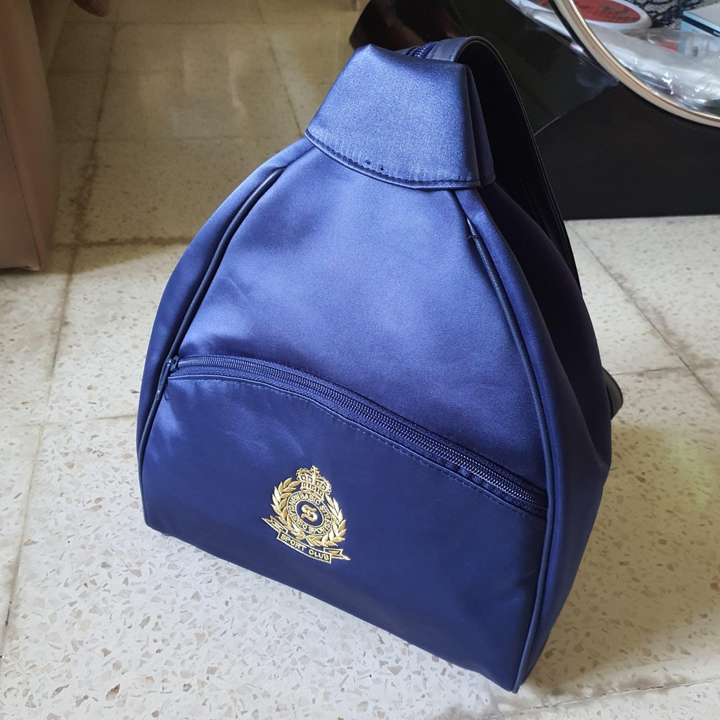 tas ransel wanita sport club biru segi tiga preloved second bekas