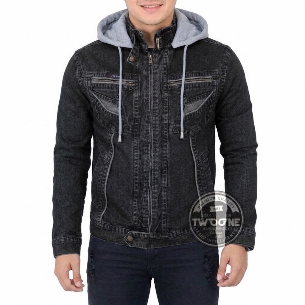 Jaket Jeans Sleting zipper-Jaket Denim-Jaket Sandwash Unisex Pria-wanita jaket & mantel jacket