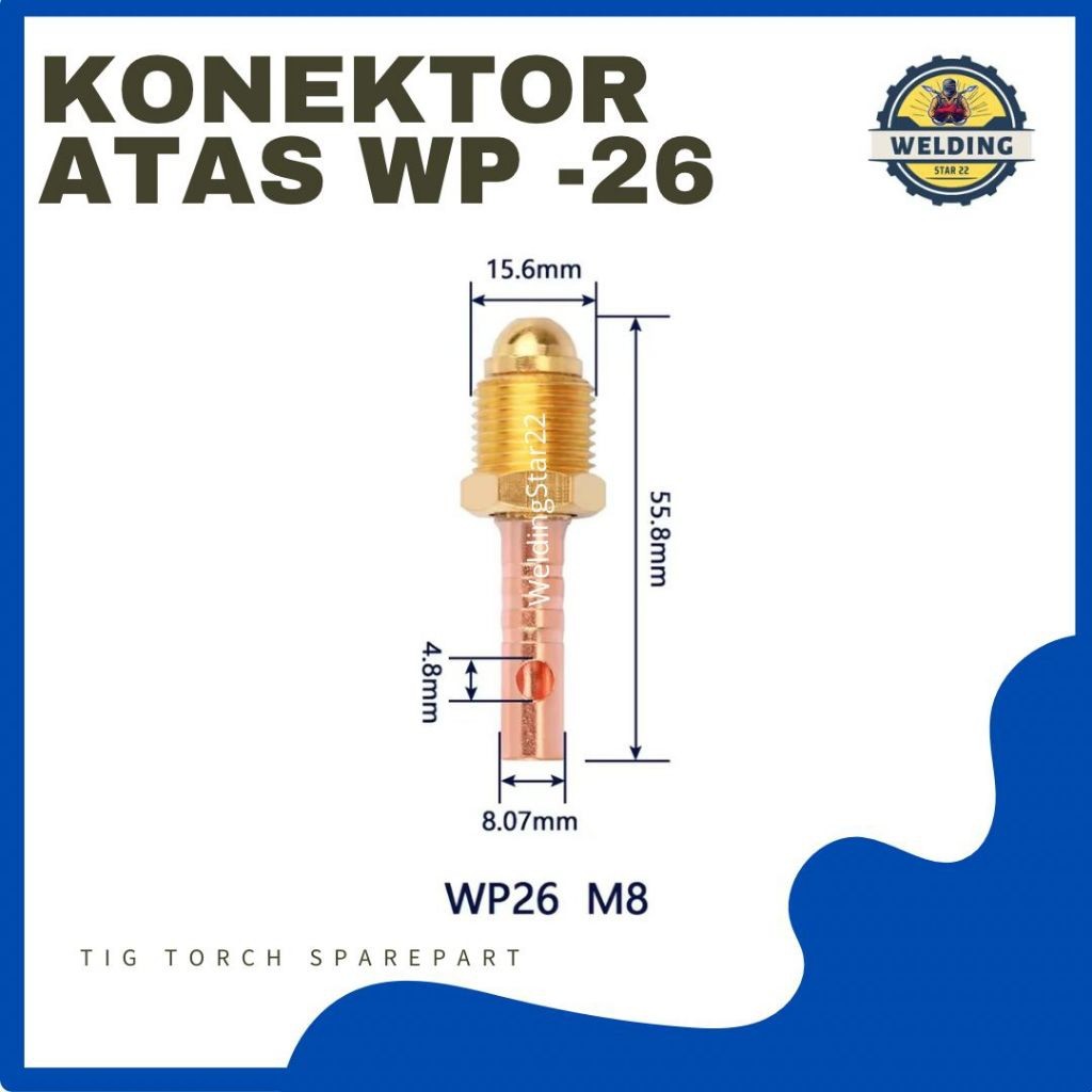 YONA.ID Konektor Atas WP-26 Connector WP26 Sperpart Las TIG Torch