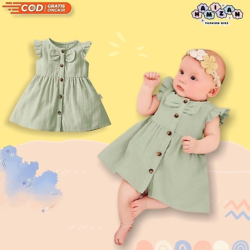 dress bayi 0-18 bulan baju bayi perempuan fashion bayi crinkle