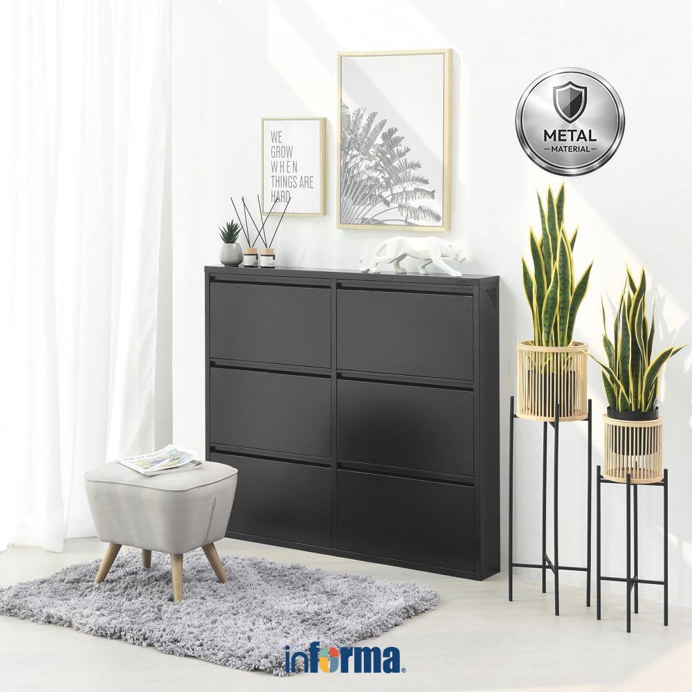 Informa Levi Kabinet Sepatu 6 Tingkat - Hitam Lemari Alas Kaki Rak Sepatu Organizer Footwear Storage