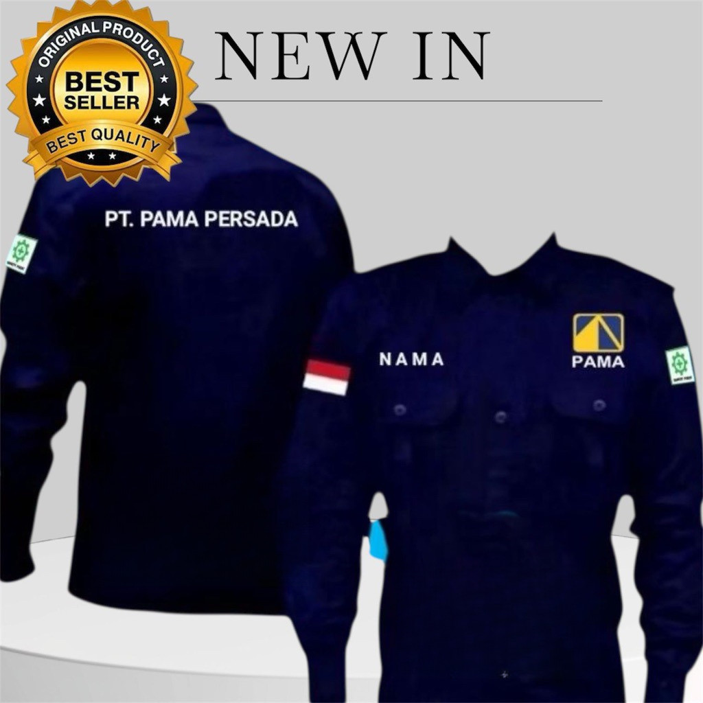 kemeja seragam pt pama persada full bordir baju pt pama terbaru gratis bordir nama