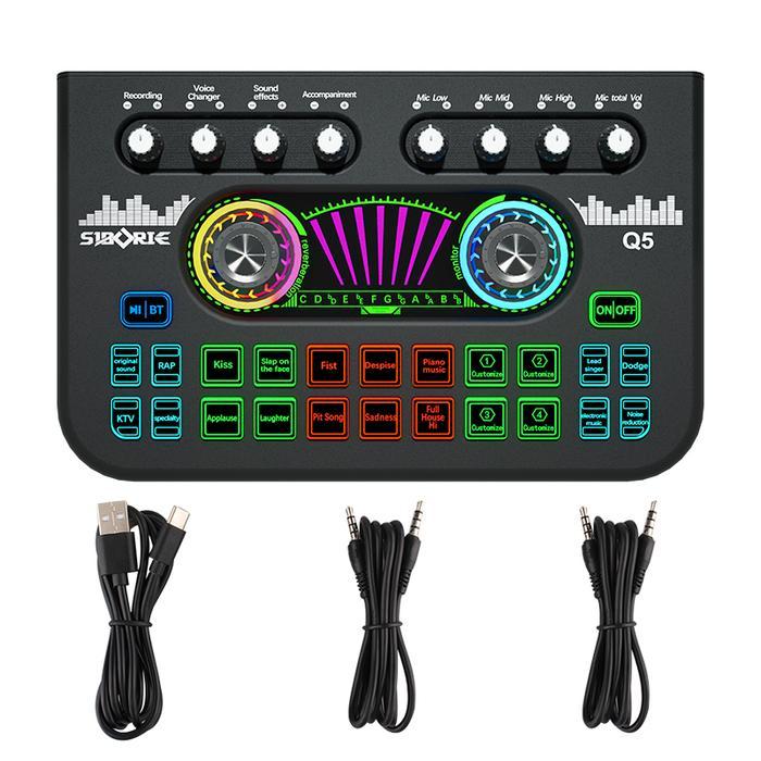 Siborie Soundcard Q5 soundcard Audio USB External Sound Card mic Mixer Bluetooth phone PC - Q5 Sound
