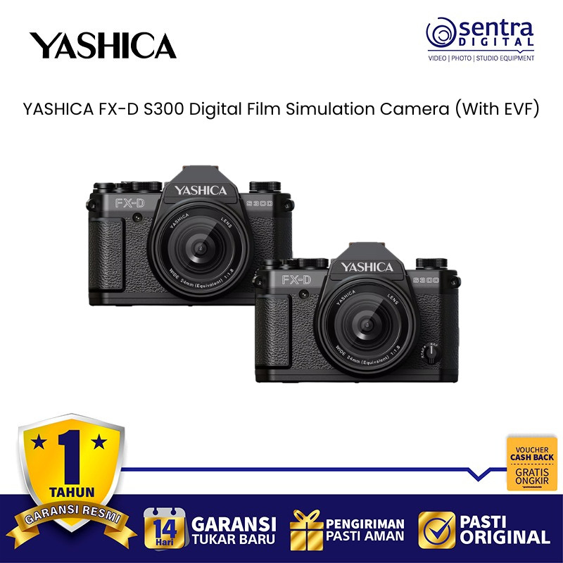 YASHICA FX-D S300 50MP | Kamera Digital Ala Film Analog dengan EVF & Video 4K | Kamera Estetik untuk