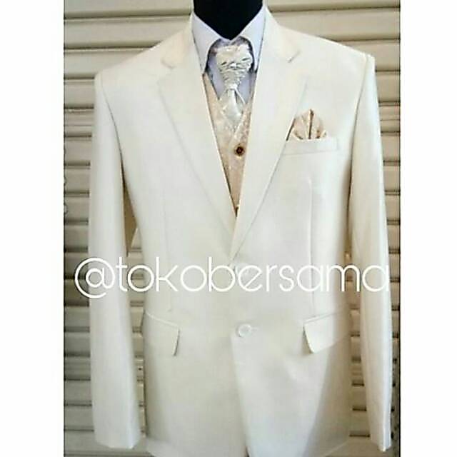 Jas pengantin putih BW polos/jas wedding putih Bw/jas formal putih gading/semi woll premium