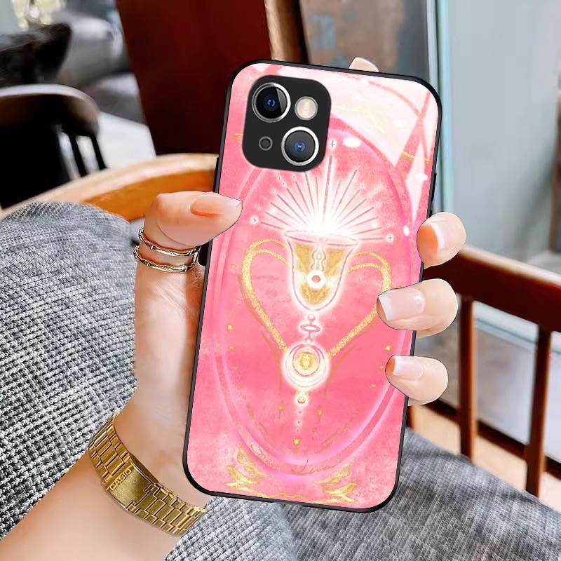 Hard Case For Iphone 13 11 Pro Max 12 Mini 14 Plus 15 Tempered Glass Silicon Back Unik Kartu Tarot C