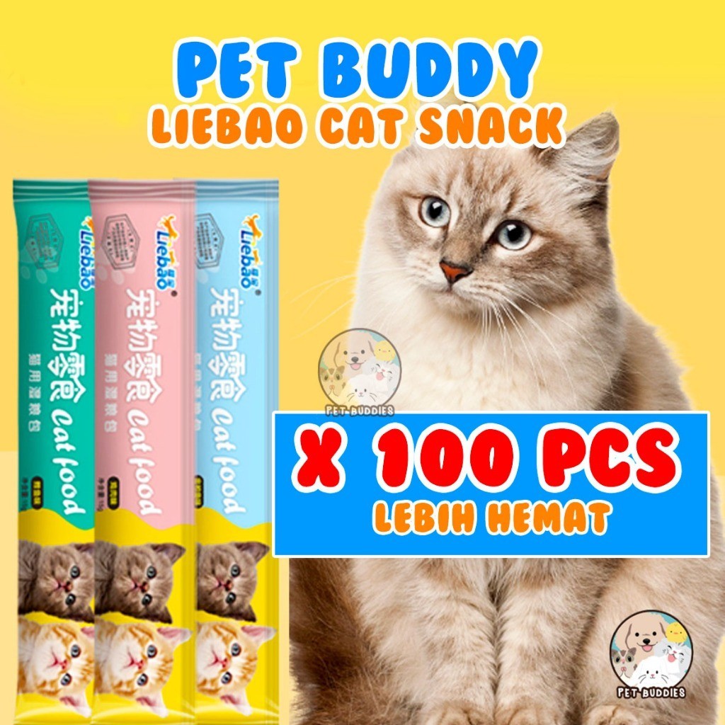 PAKET HEMAT Liebao 100pcs Snack Kucing RESELLER Makanan Kucing Wet Food Creamy     Berkualitas