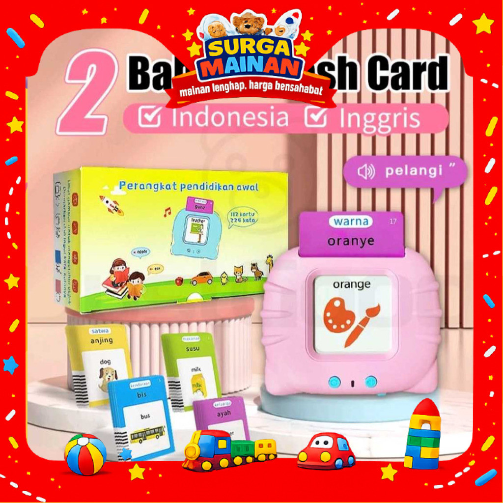 [SURGAMAINAN] [SMN262] FLASHCARD ANAK READER 2 BAHASA EDUKASI ANAK INDONESIA INGGRIS / FLASHCARD BEL