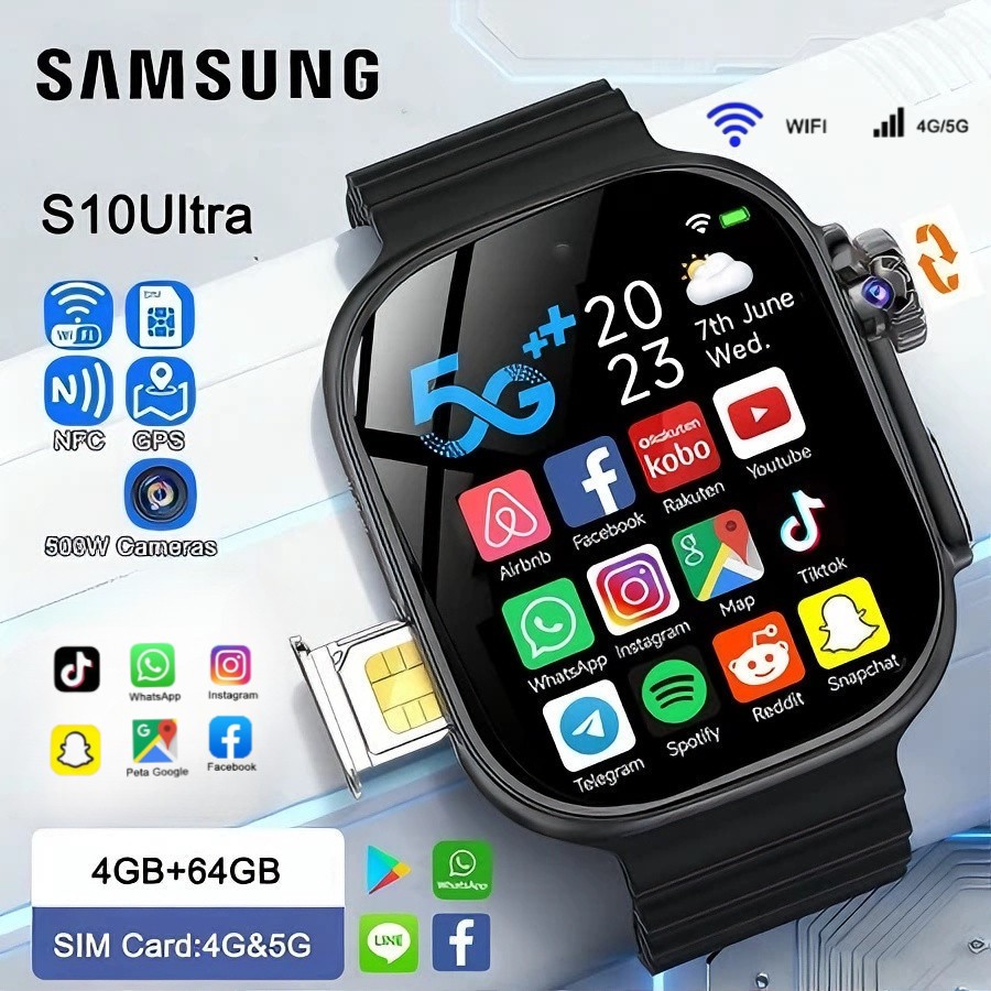 [4G Sim card] LDS Samsung Smartwatch S9 ULTRA 4G & 5G | RAM4 /64GB | SIM CARD | Bisa Nonton Youtube 