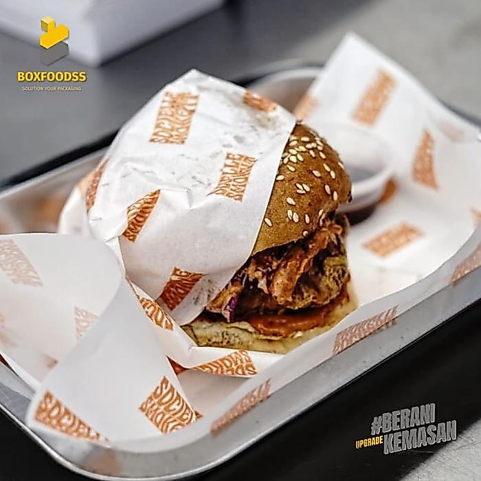 Custom Foodwrap - Kertas burger nasi hotdog - kertas bungkus - kertas