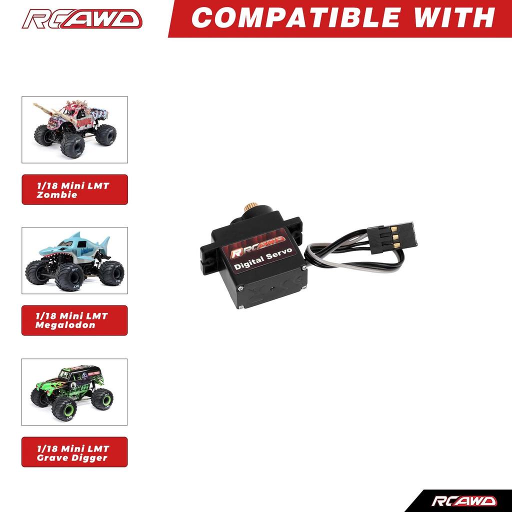 RCAWD for Losi 1/18 Mini LMT SX108 Micro Metal Gear Servo Compatible with LOS01026T1 LOS01026 T2 T3 