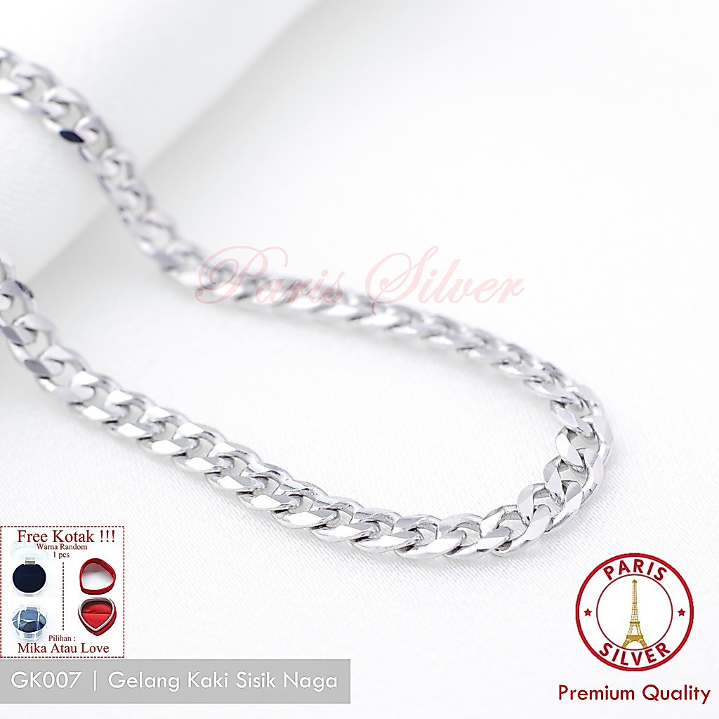 Gelang Kaki Perak 925 Asli Lapis Emas Putih Rantai Sisik Naga Fashion Wanita Pria Korea Anti Karat