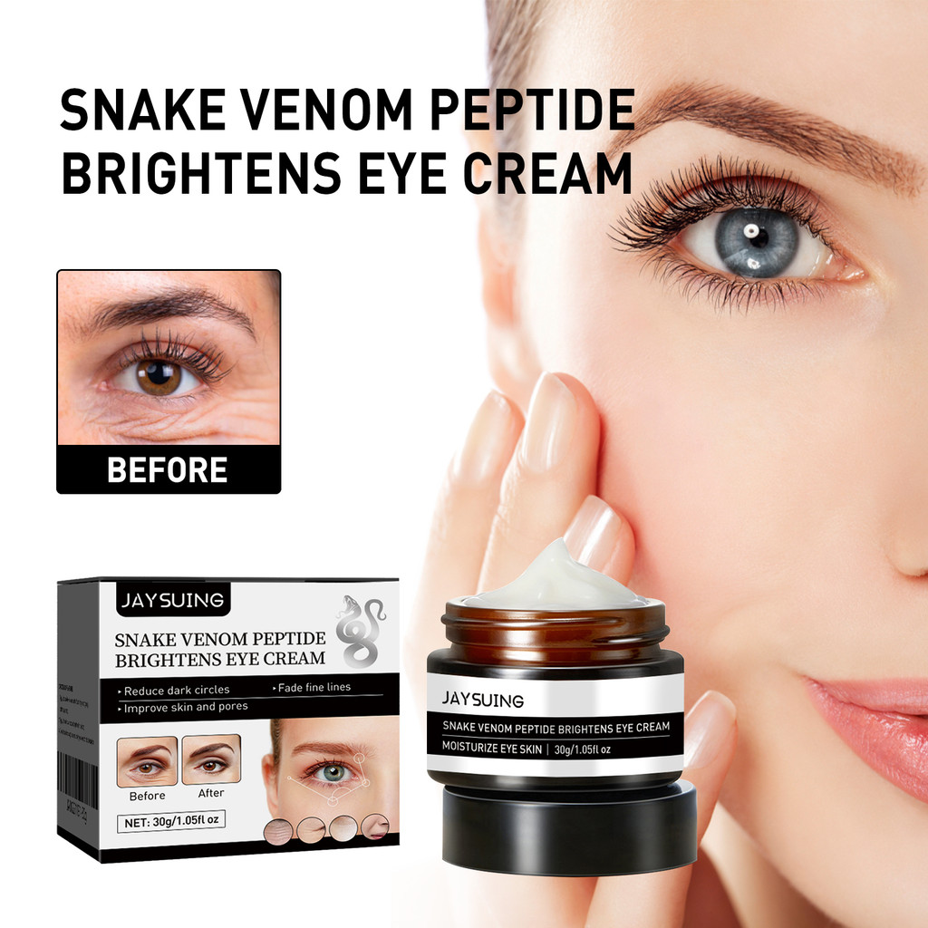 Krim Mata Jaysuing Snake Venom Peptide Mencerahkan Melembapkan Memperbaiki Garis Kering Kantung Mata