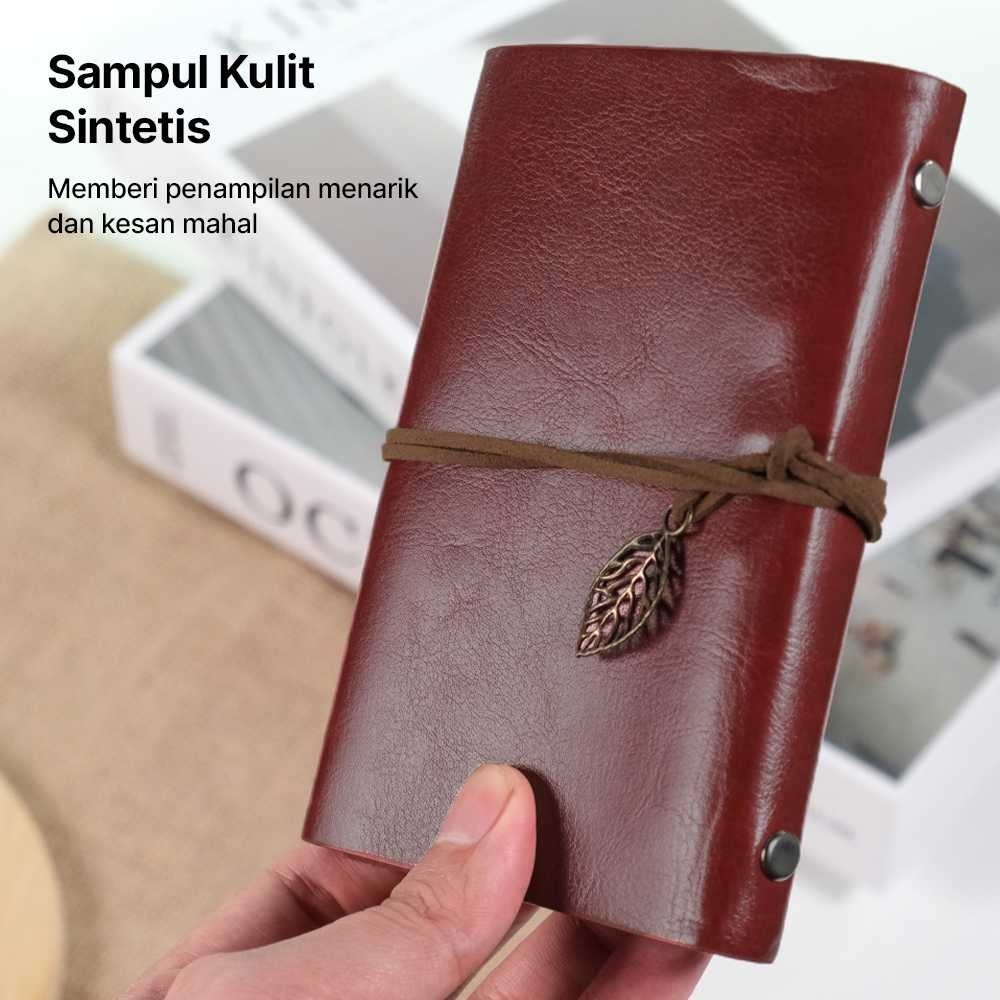 

LRSMNSSTR Toddi PHANTACI Buku Catatan Binder Kulit Retro Leaf Kertas B7 - BSD666