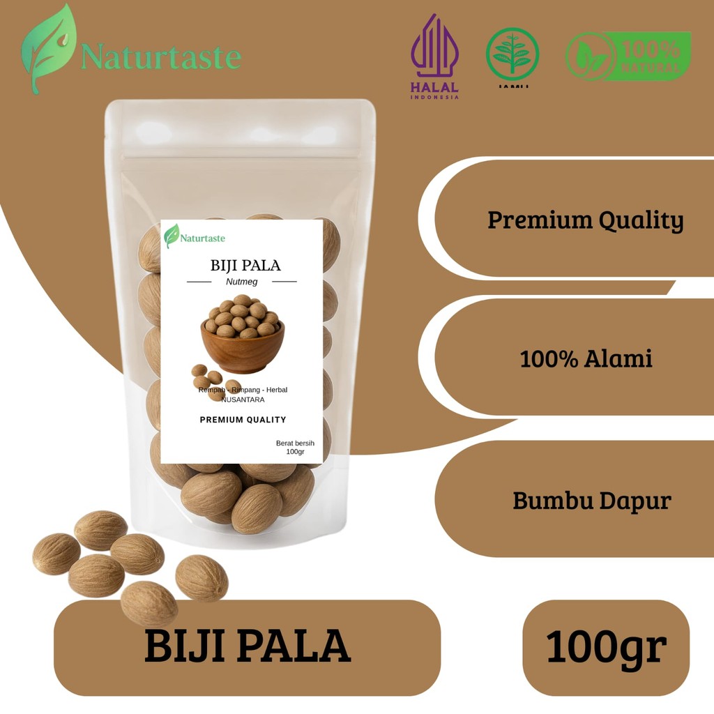 

Naturtaste Biji Pala 100g | Kualitas Super Premium Grade A | Rempah - Rimpang - Herbal Nusantara