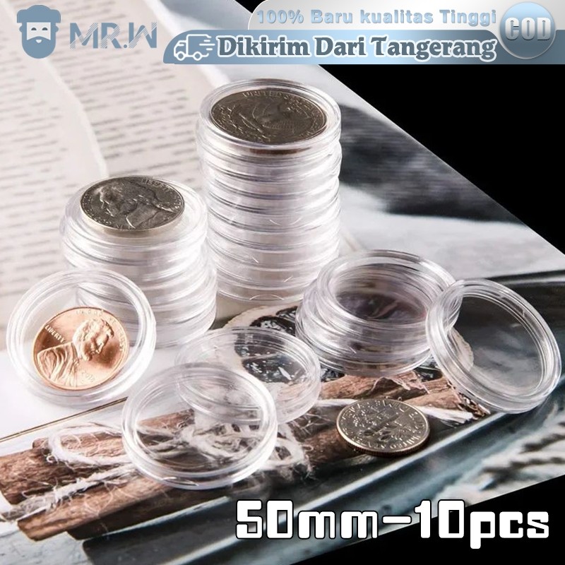 Kapsul Koin Bulat 10pcs Pelindung Koin 50mm Tempat Koleksi Koin Transparan Kotak Koin Coin Organizer