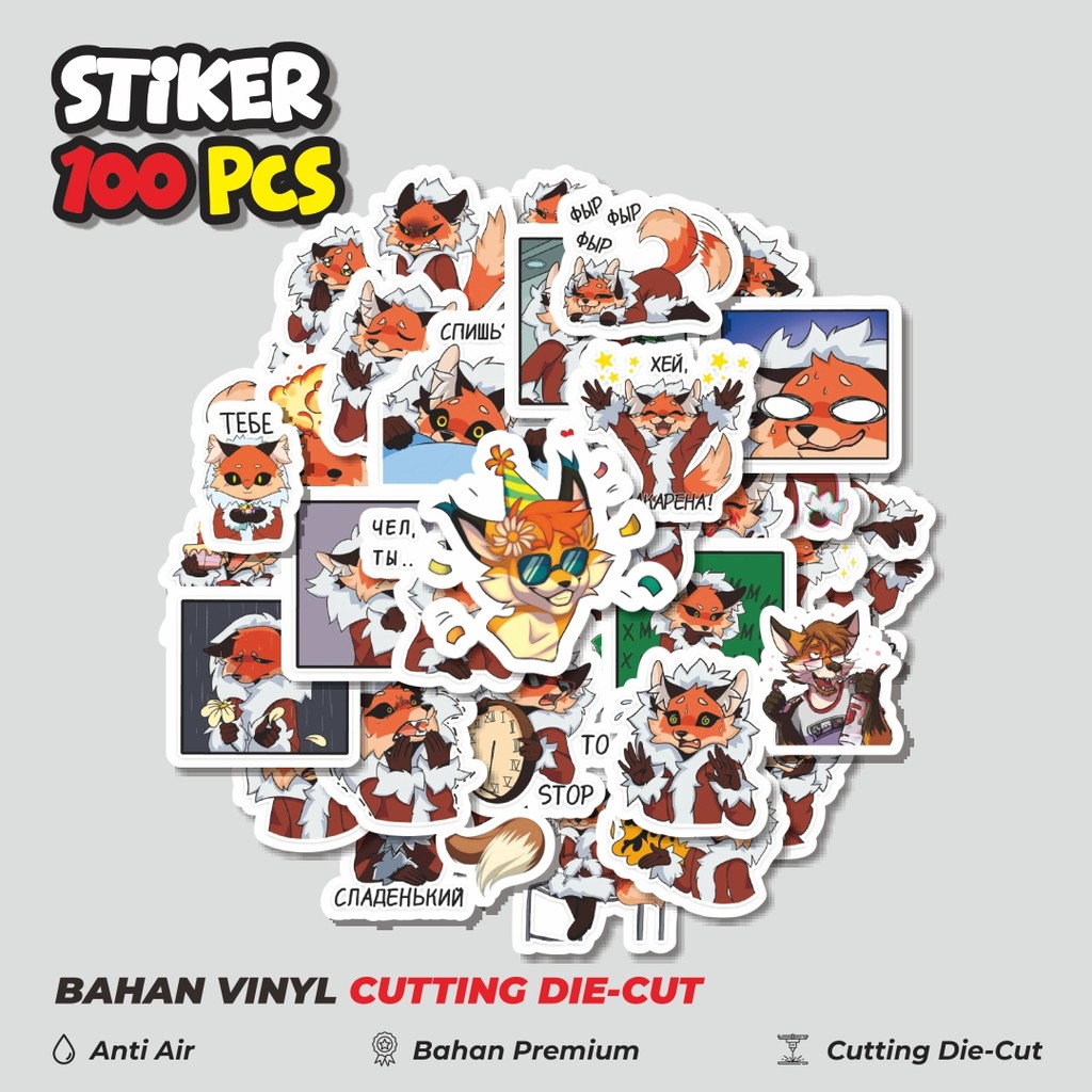 

Terbaru! 50 pcs Stiker Kartun Funny Tovka The Fox Dekorasi Lucu Kreatif untuk Notebook, Skateboard, HP