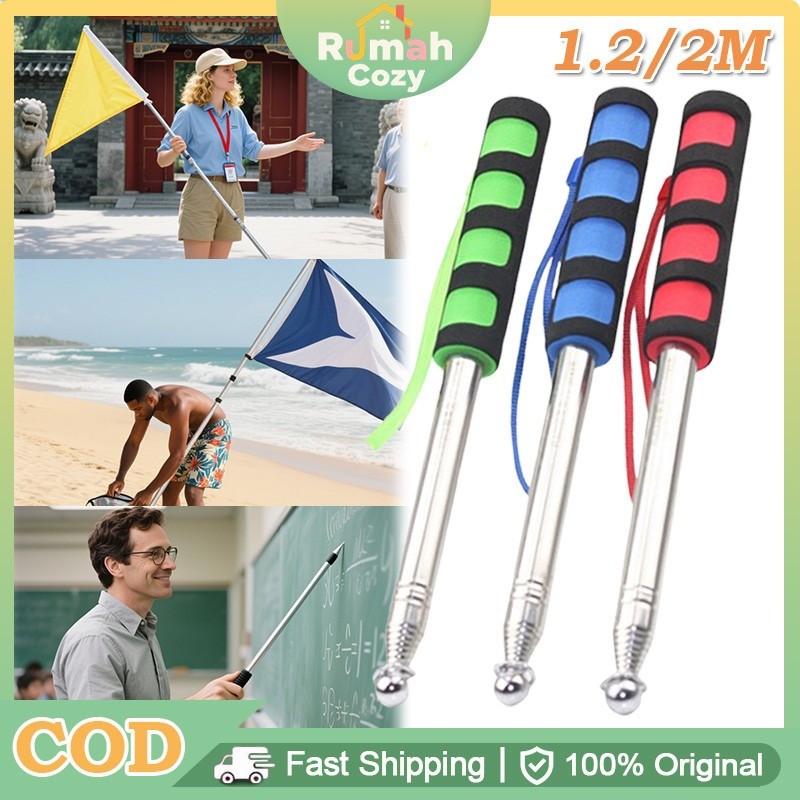 

2 Meter Tiang Bendera Tour Telescopic Pointer Stick Tiang Pemandu Wisata Tiang Bendera Portabel Lipat