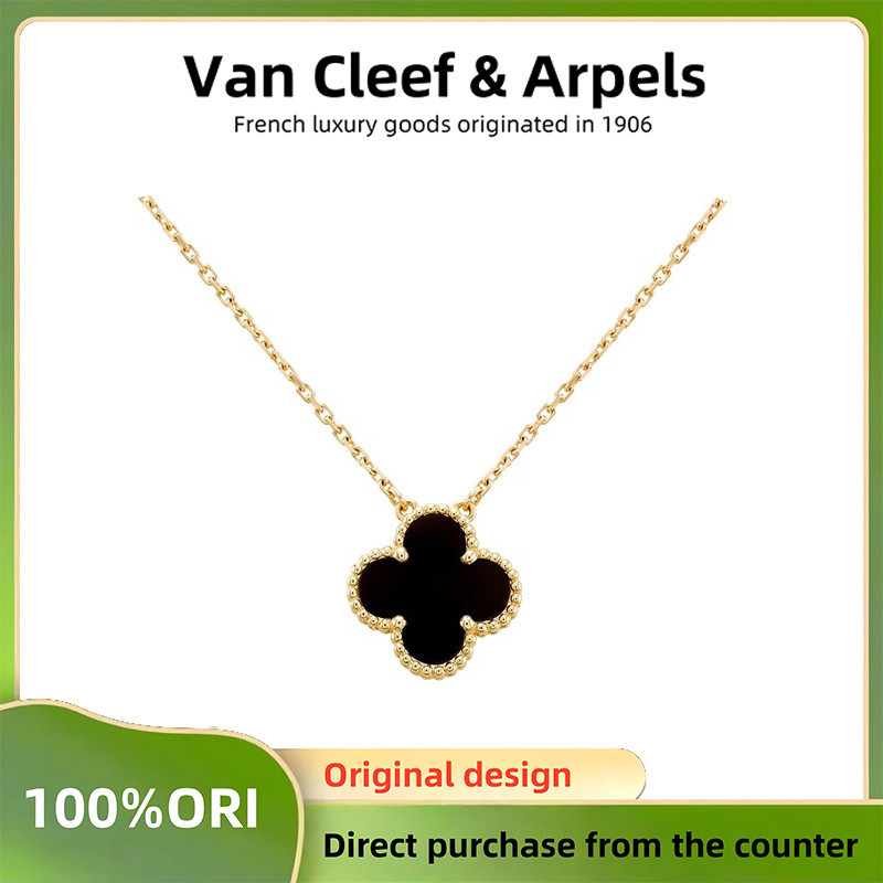 [100% Original]perhiasan "Kalung Emas Bermutiara Van Cleef & Arpels Alhambra - Daun Empat Elegan"