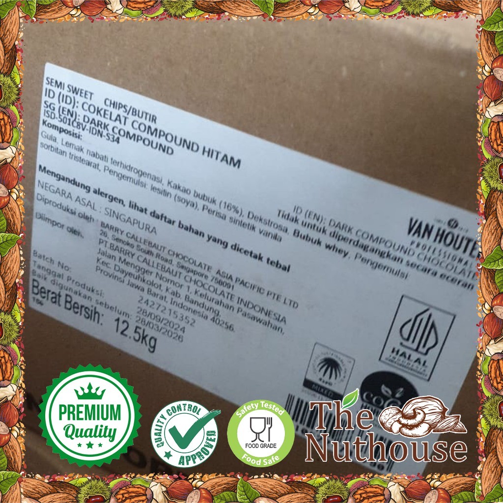 

1 DUS Van Houten Compound Coin / Coklat Baking Professional 12.5kg CTN / BOX - Milk / Dark / White Terlaris