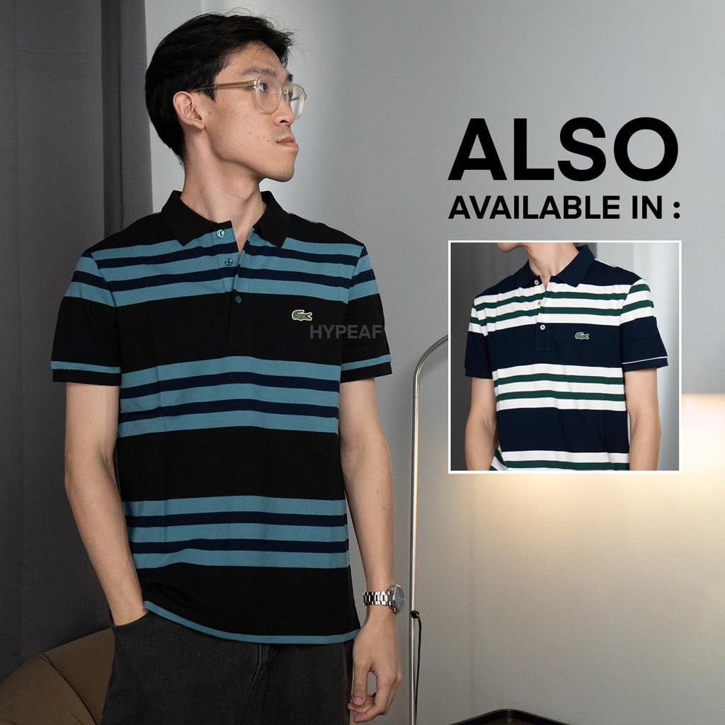 LACOSTE Striped Polo Shirt Authentic / Kaos Polo LACOSTE Original